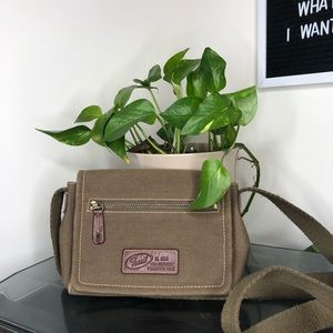 Fossil Canvas Olive Green Crossbody Purse